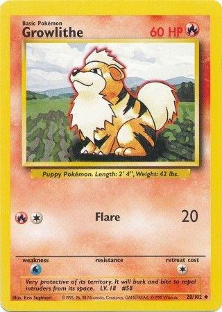 Growlithe #28 – Pokemon Base Set