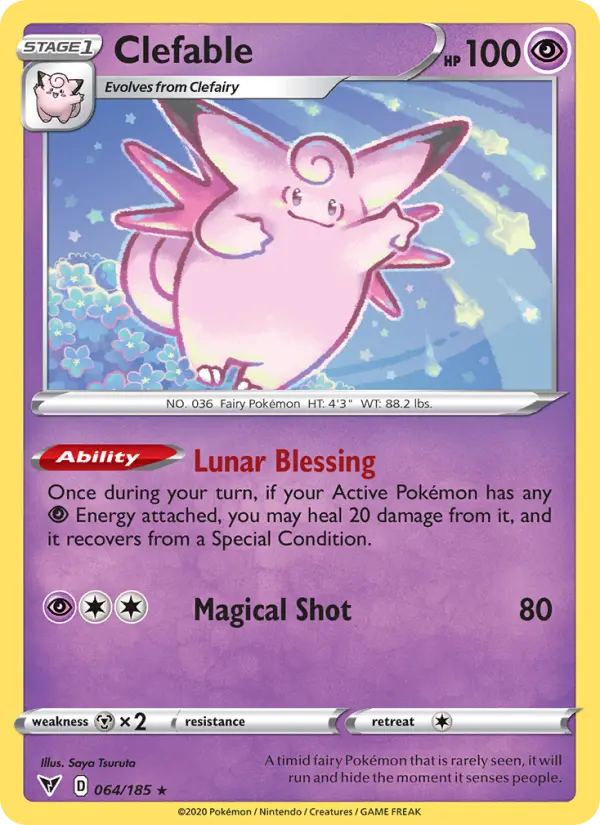 Clefable [Reverse Holo] #64 – Pokemon Vivid Voltage