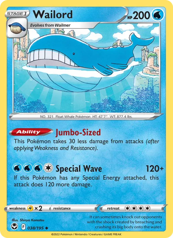 Wailord [Reverse Holo] #38 – Pokemon Silver Tempest