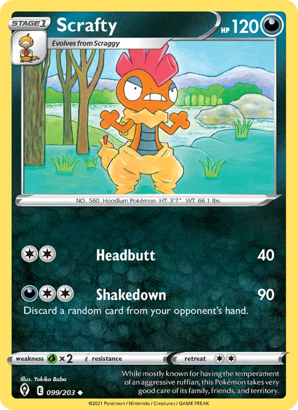 Scrafty [Reverse Holo] #99 – Pokemon Evolving Skies